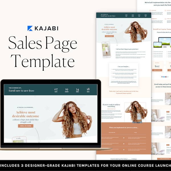 Kajabi Sales Page Template for Online Course Creators | Launch Sales Funnel Template | MARIE