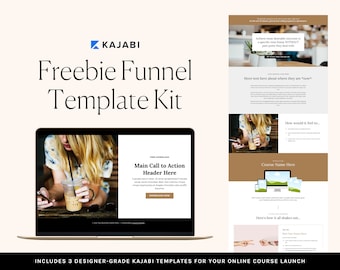 May include: A laptop computer screen displaying a website with the text "Main Call to Action Header Here" and a button that says "Download Now". The website is a template for an online course launch.
