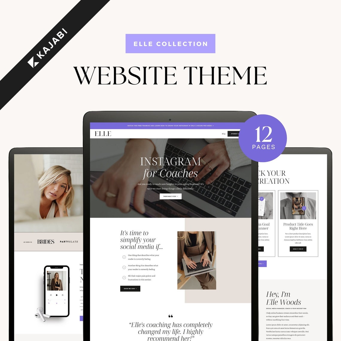 Kajabi Website Template for Coaches and Online Course Creators ELLE