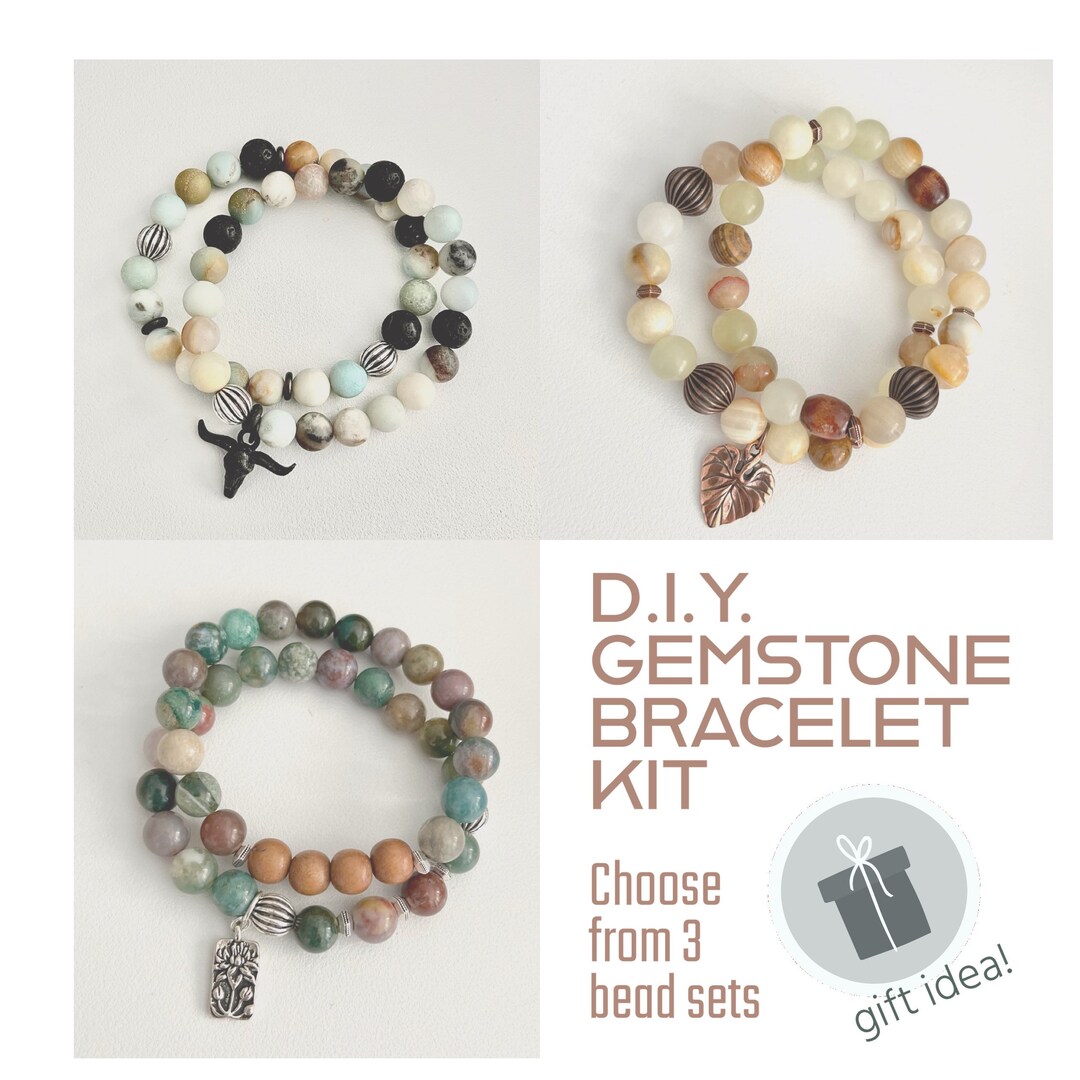 DIY Gemstone Bracelet Kit Do It Yourself Jewelry Making Kit Etsy