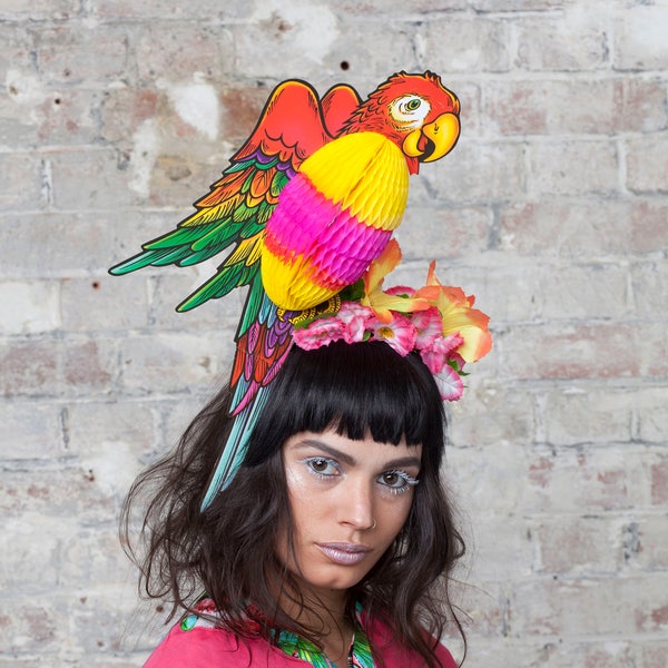 Tropical Parrot Headpiece with Fold-Away Body
