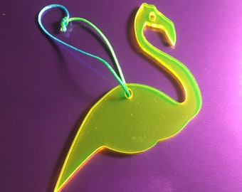 Neon Flamingo Hanging Decoration - UV Reactive