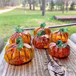 Hand blown tiny glass pumpkin