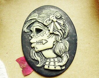 5 stks 30x40mm Pad Hars Schedel Cabochons Cameo, DIY Sieraden Trui Ketting Accessoires, 30 MM x 40 MM
