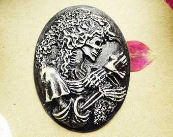 5 stks 30x40mm Pad Hars Schedel Cabochons Cameo, DIY Sieraden Trui Ketting Accessoires, 30 MM x 40 MM