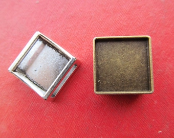 925 Sterling silver Bezel Cup SQXCVAR Choose Your Size 6pcs x Square Closed Corners Bezel Tray Resin Jewelry