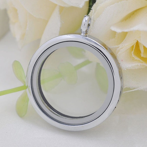 Round Floating Locket,Living locket,Glass locket pendant,Floating glass Lockets,Memory Lockets for necklace,30mm