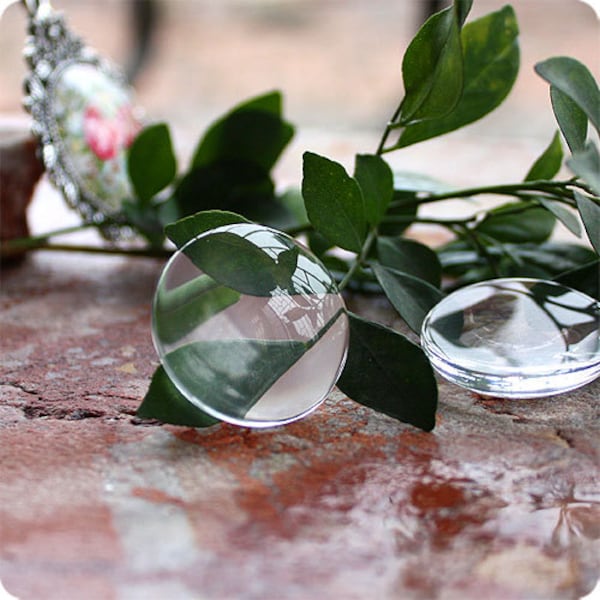 Round Clear Glass Cabochons 38mm