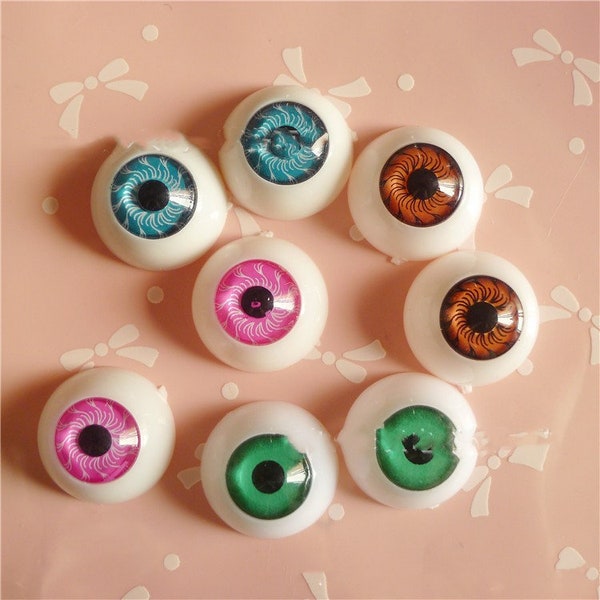 8pcs Mixed Colors Environmentally Friendly Resin,Haragufeng DIY Cream Phone Case Eyeballs,Bjd Kerr Doll Eyes,Round Eyes 20MM