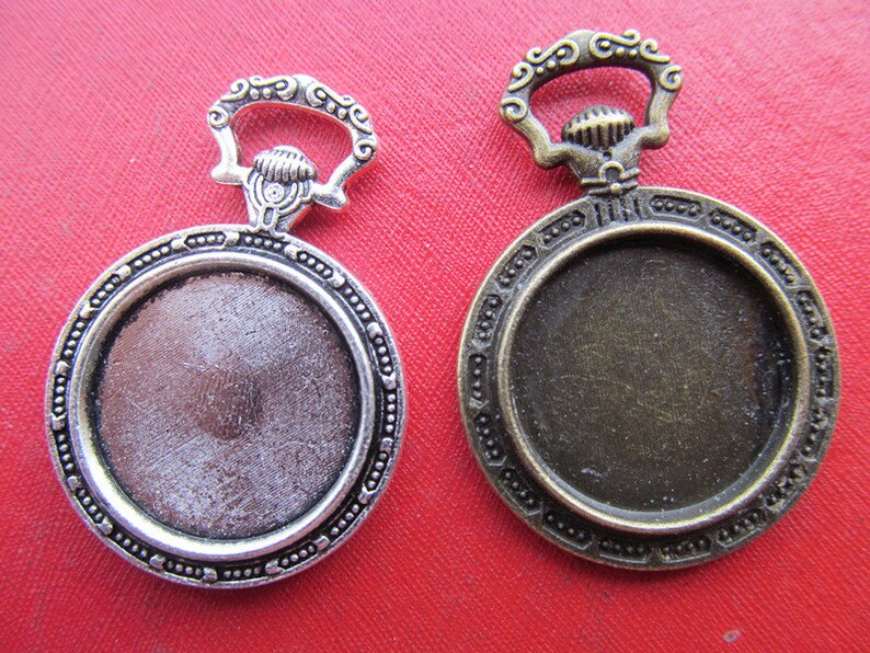 20mm Round Vintage Pocket Watch Rabbit Pendant Bezel Setting Etsy