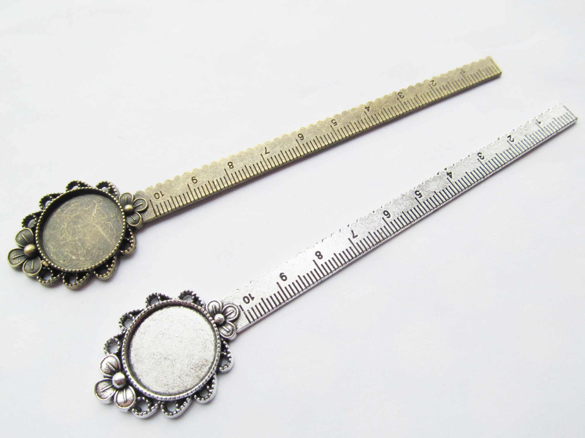 Flower Bookmark Ruler Ruler Bookmark Pendant Tray,flower Bezel Setting,20mm Cabochon Tray ...