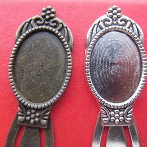 18mmx25mm Bookmark Pendant Tray, Bezel Setting, 18mmx25mm  Cabochon Tray - Antique Bronze,Antique Silver