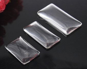 Rectangle Clear Glass Cabochons  19mmx38mm