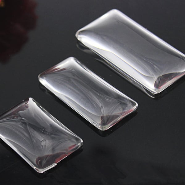 Rectangle Clear Glass Cabochons  19mmx38mm