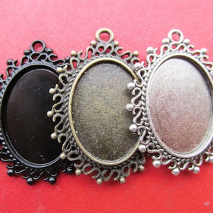 18mmx25mm Pendant Tray, Bezel Setting, 18mmx25mm  Cabochon Tray - Antique Bronze,Antique Silver