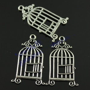 18mmx34mm  Antique Silver tone/Antique Bronze Bird Cage Pendant Charm Finding