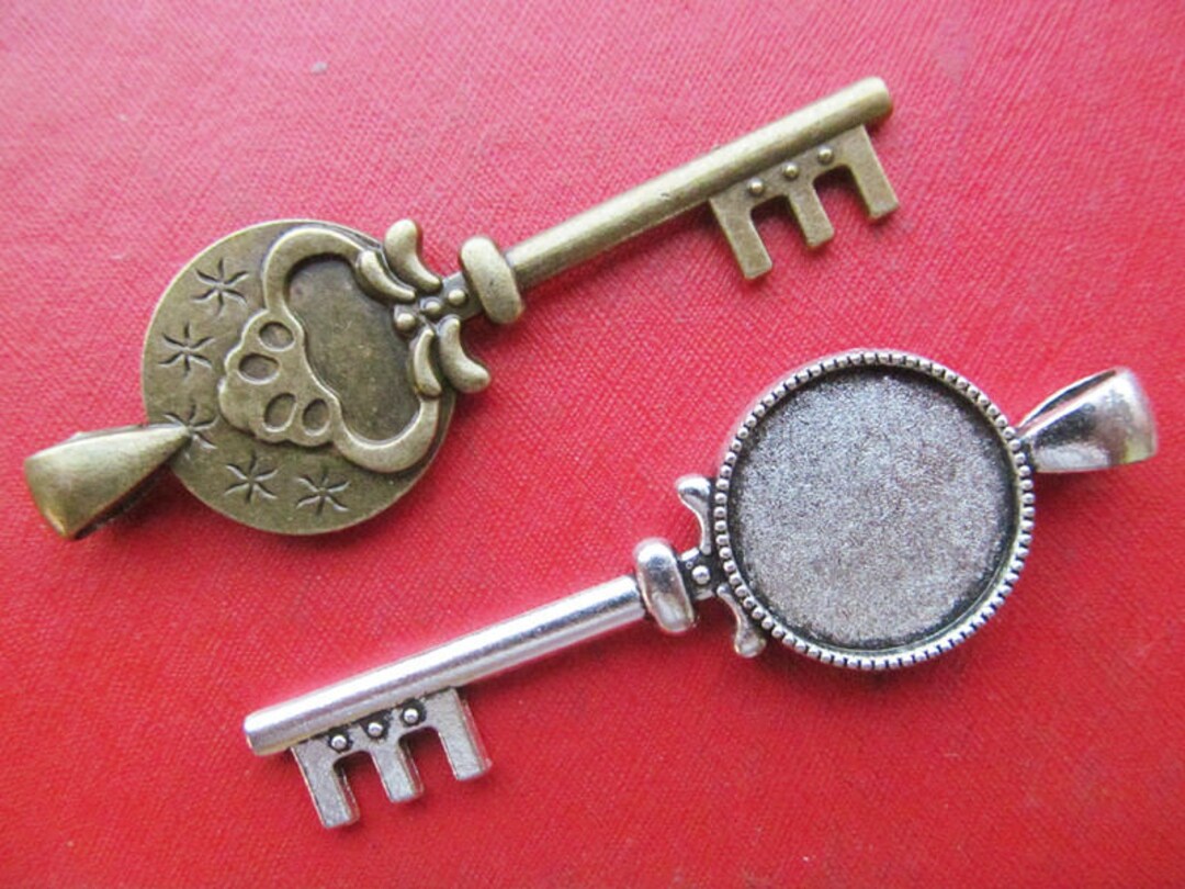 Round Crown Key Pendant Bezel Setting 18mm Cabochon Tray Etsy