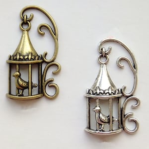 20mmx33mm Antique Silver tone/Antique Bronze Bird Cage Connector Pendant Charm Finding