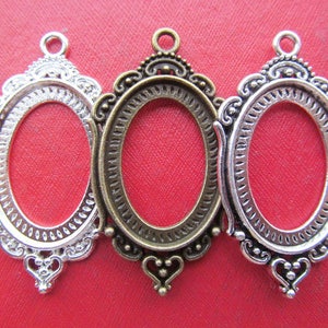18mmx25mm Pendant Tray, Bezel Setting, 18mmx25mm  Cabochon Tray - Antique Bronze,Antique Silver,Black