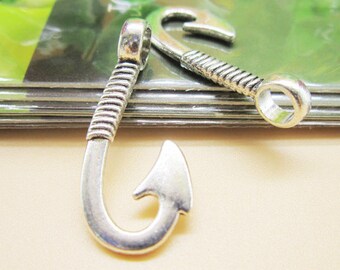 Moda Pesca Esperto Portachiavi Lisca Di Pesce E Gancio Portachiavi Gioielli Colore Argento Pescatore Amo Pesca Pesce Ciondolo Chiave Nuovo - Foto 4