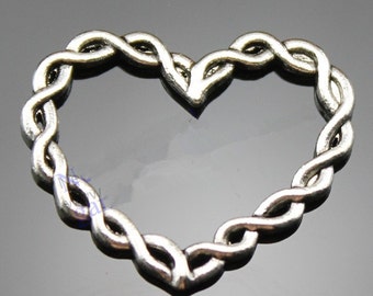 33mm Antique Silver tone/Antique Bronze Twisted Heart Frame Ring Connector Pendant Charm Finding