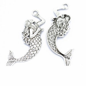 23mmx76mm Large Antique Silver tone/Antique Bronze Large Mermaid Pendant Charm Finding