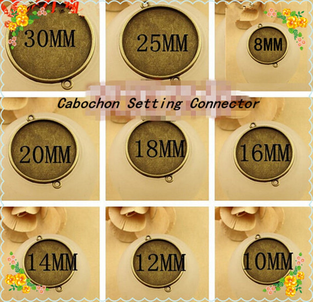Honbay 20PCs 20mm Round Bezel Pendant Trays - Silver Brass Cabochon Settings
