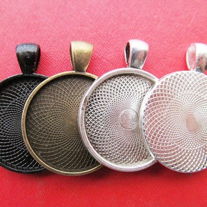 35mm ronde hanger bezel instelling, 35mm cabochon tray - geweldig om te matchen glas en epoxy