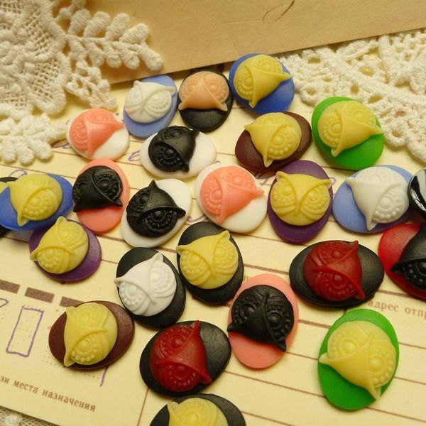 8pcs Fashion Resin Cat/Night Owl,Resin Stick, Zakka Sweater Chain Ring Kit,Phone Decoration Kit, DIY