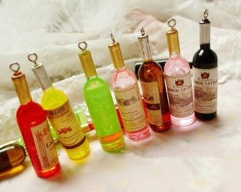 8pcs Mixed Colors  Fashion Mini Bottle, Colorful Cool Pendant Charm Finding,DIY Jewelry Accessories,55mm