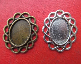 13mmx18mm Oval Pendant Tray,  Bezel Setting, 13mmx18mm  Cabochon Tray - Antique Bronze,Antique Silver