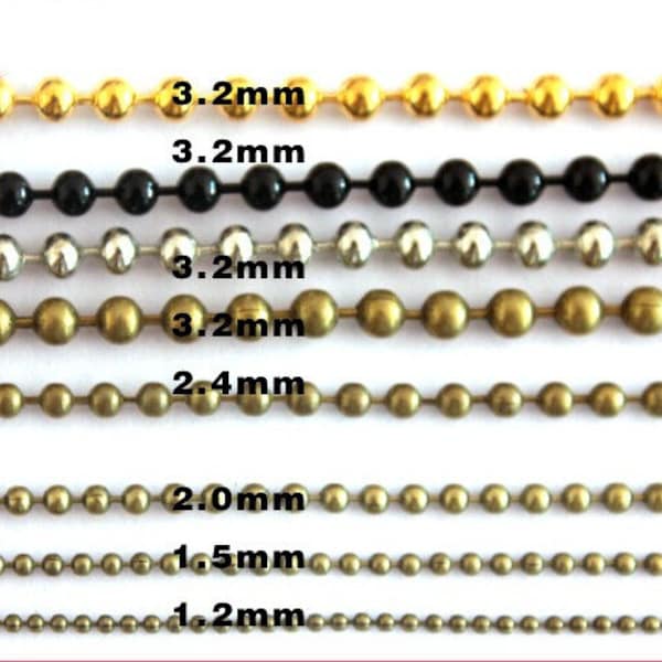 Ball Chain Necklaces - 27.50inch, 1.50mm,with Connectors