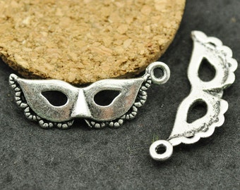 11mmx31mm  Antique Silver tone/Antique Bronze Mask Connector Pendant Charm Finding