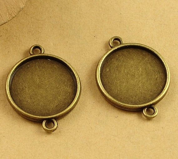 Lunetta Da 10 Mm Dipinta Blu Cabochon Impostazioni Orecchini A - Italia