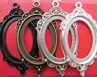 30x40mm Pendant Tray, Bezel Setting, 30x40mm Cabochon Tray - Silver, Bronze,Antique Silver, Black