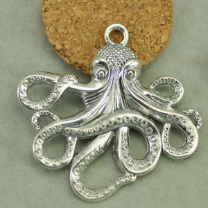 56mmx59mm Large Antique Silver tone/Antique Bronze Octopus Connector Pendant Charm Finding