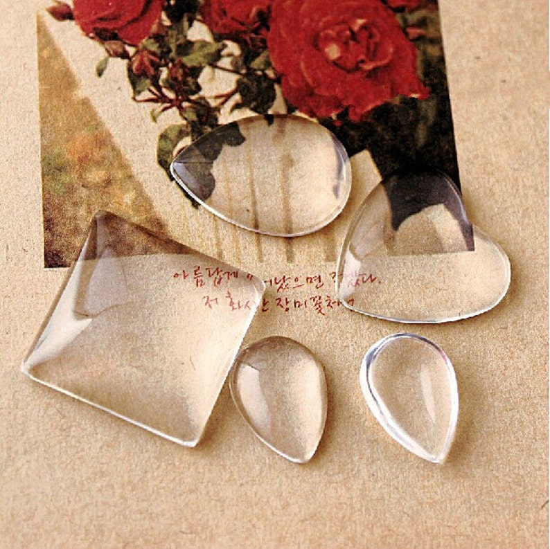 Raindrop Clear Glass Cabochons 18mmx25mm