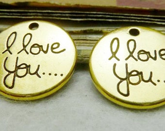 20mm Antique Silver tone/Golden I Love You Pendant Charm Finding