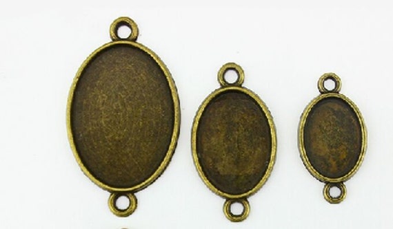 Vintage Alloy Oval Pendant Ancient Bronze Silver Pendant Tray