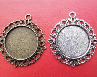 25mm Round Pendant Bezel Setting, 25mm Cabochon Tray - Great to Match Glass and Epoxy