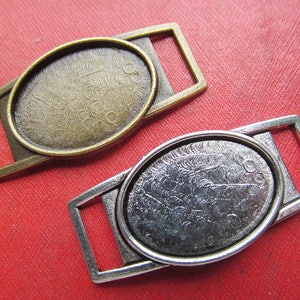 18mmx25mm Connector Pendant Tray, Bezel Setting, 18mmx25mm  Cabochon Tray - Antique Bronze,Antique Silver