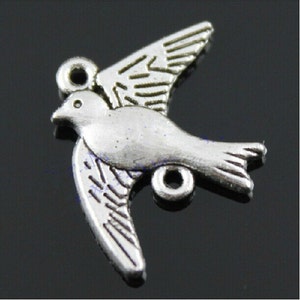 Antique Silver tone/Antique Bronze Bird  Connector Pendant Charm Finding