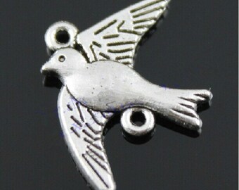 Antique Silver tone/Antique Bronze Bird  Connector Pendant Charm Finding