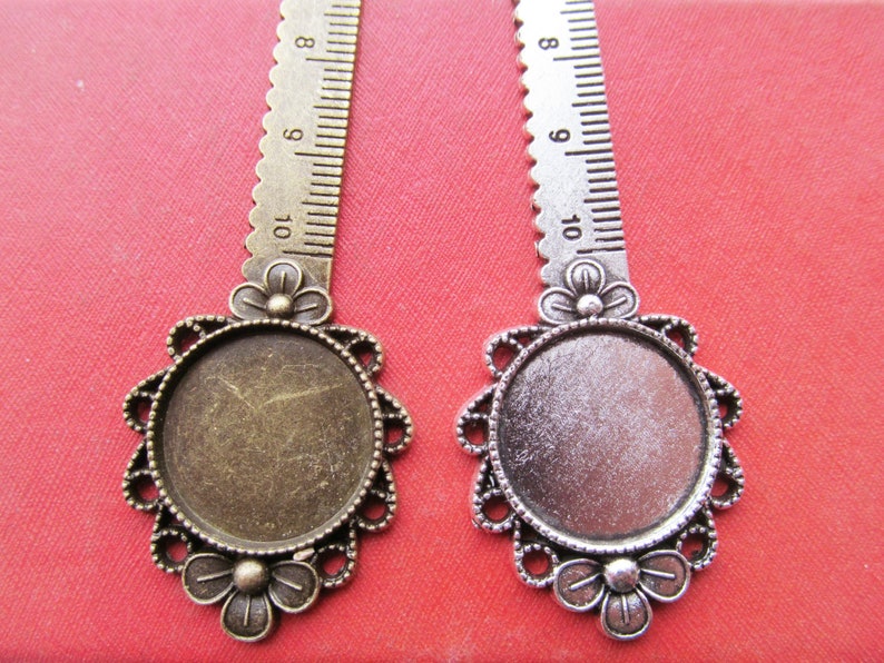 Flower Bookmark Ruler Ruler Bookmark Pendant Tray,flower Bezel Setting,20mm Cabochon Tray ...