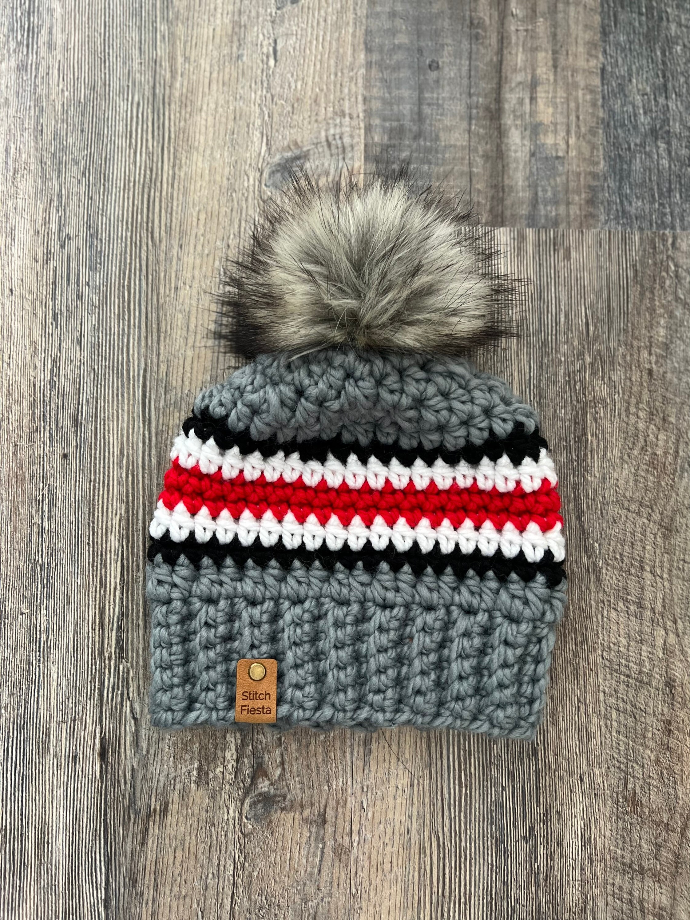 Ohio State Buckeyes Crochet Hat, Ohio State Beanie, Unisex