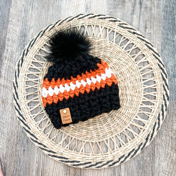 Cincinnati Bengals Newborn, Toddler, Child, Adult Crochet hat,  women’s hat, men’s beanie