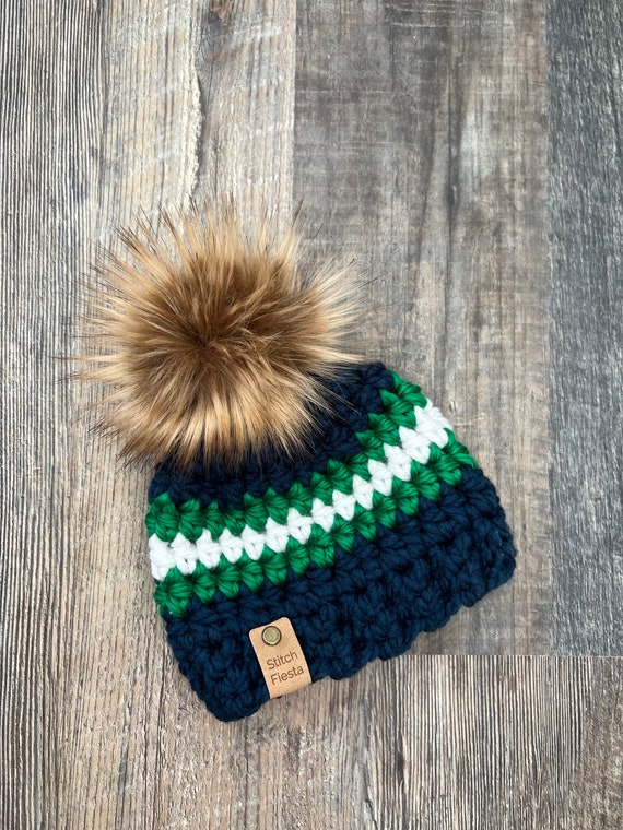 Seattle Seahawks Newborn, Toddler, Child, Adult Crochet Hat