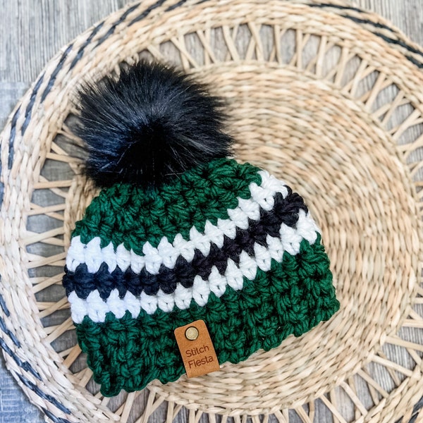 New York Jets Newborn, Toddler, Child, Adult Crochet hat, Beanie, women’s hat, men’s hat, baby hat