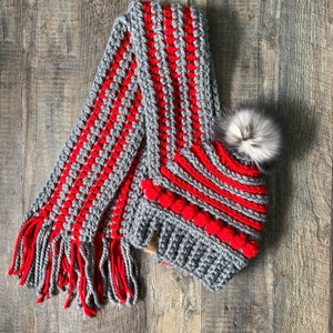 Ohio State Buckeyes crochet fringe scarf
