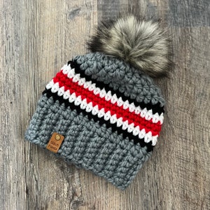Ohio State Buckeyes crochet hat, Ohio State Beanie, Unisex, women’s hat, men’s hat